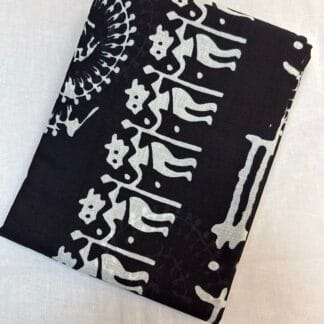 Black tribal print cotton saree