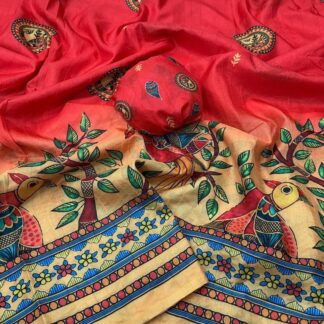 Kalamkari Border Semi Tussar Silk Saree