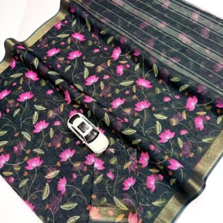 Linen Cotton Digital Print Saree